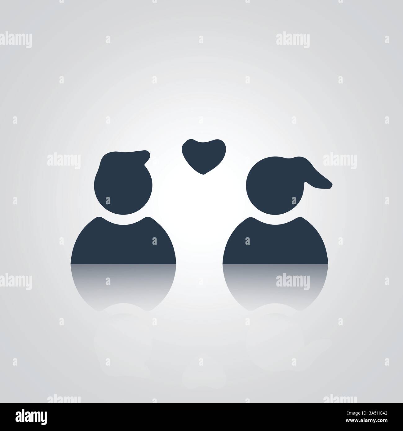 Pictogrammes d'un homme et d'une femme dans l'amour et les icônes relationnelles, un avatar, un personnage d'unisexe Illustration de Vecteur