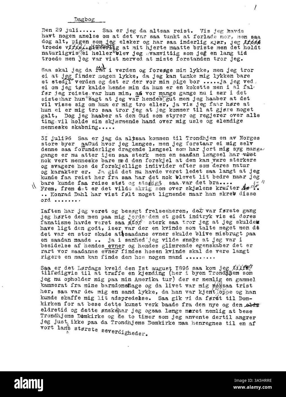 Un document historique précieux, ce journal de Ole E. Rølvaag capture son émigration de Donna, en Norvège, vers l'Amérique en 1896, jetant la lumière sur l'expérience des immigrants. Banque D'Images