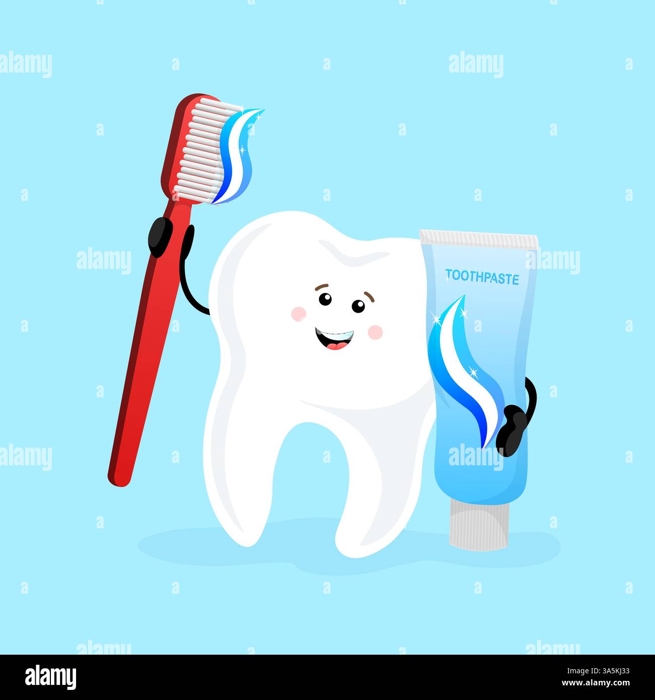 Bande dessinée dents, grand design à toutes fins. Illustration vectorielle de nettoyage de dents de dessin animé plat. Drôle de personnage. Illustration de Vecteur