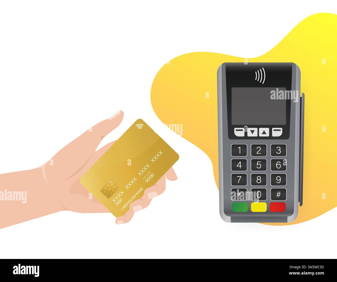 Icône plate avec terminal avec carte de crédit. Vecteur plat. Conception plate. Icône de vérification vectorielle. Illustration de Vecteur