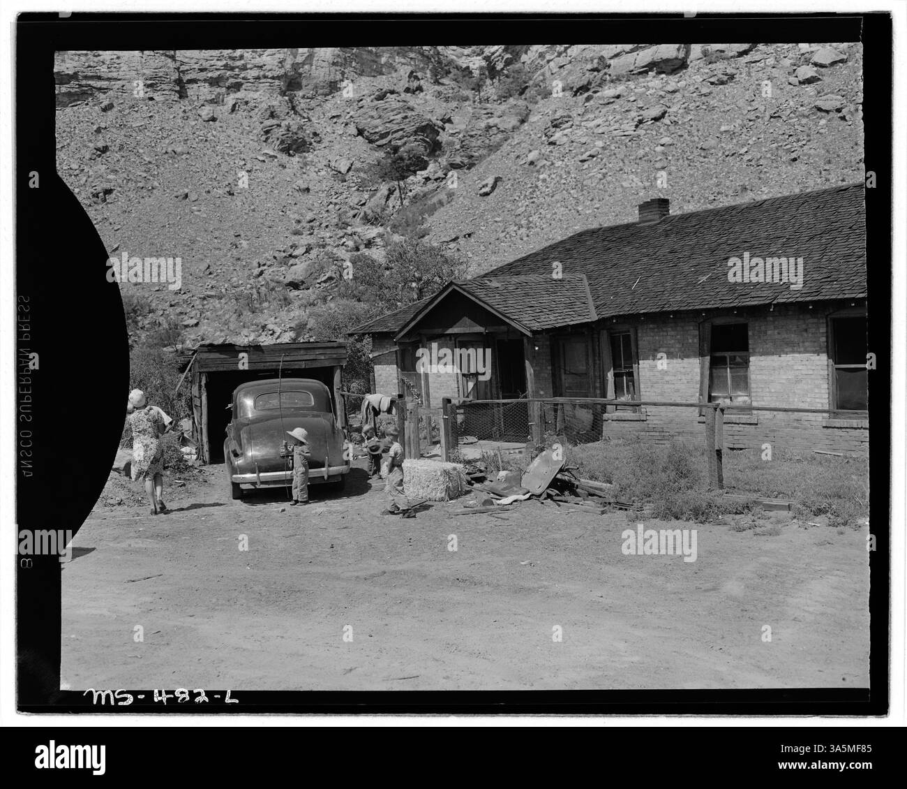 La façade de la maison de Mr. Llewelyn, un mineur, dans le projet de logement de la compagnie Royal Coal Company #2 mine, situé à Royal, Carbon County, Utah. Banque D'Images