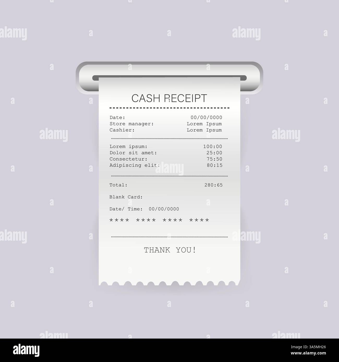 Maquette plate avec vérifier le prix sur fond blanc. Icône pour la conception d'impression. Illustration de Vecteur