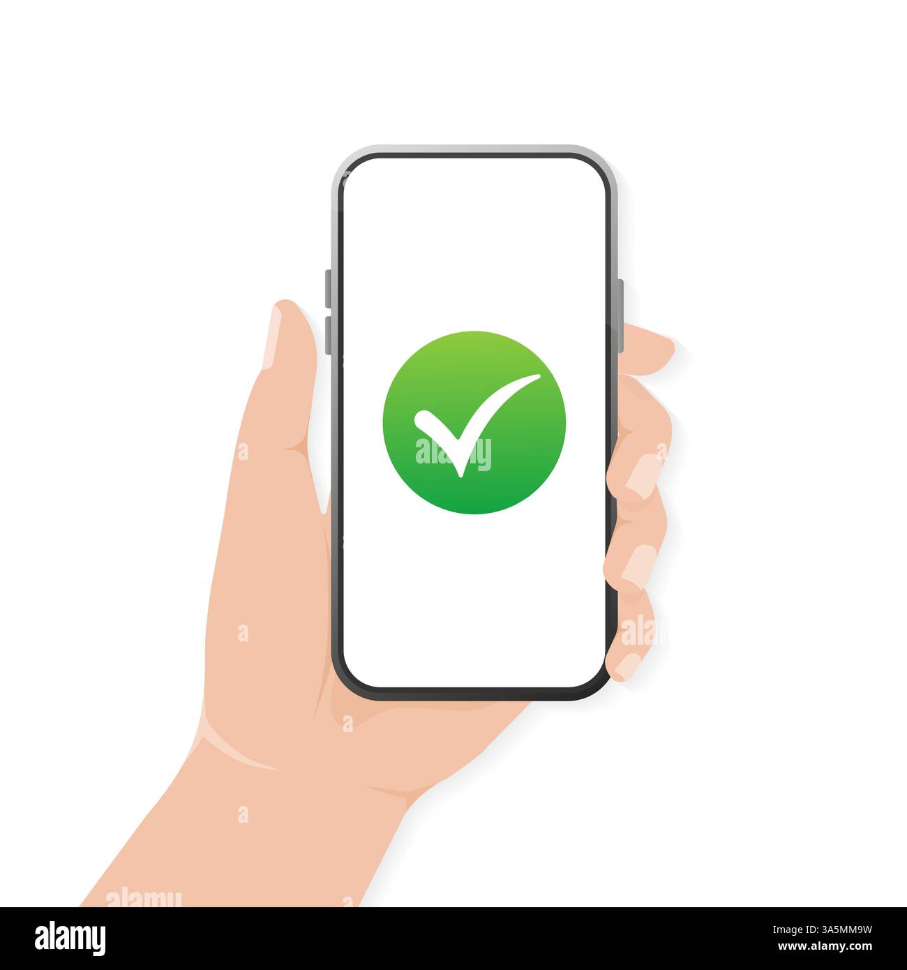 Icône plate moderne avec la marque verte smartphone Done. Icône verte de dessin animé moderne. Conception Web. Illustration vectorielle. Illustration de Vecteur