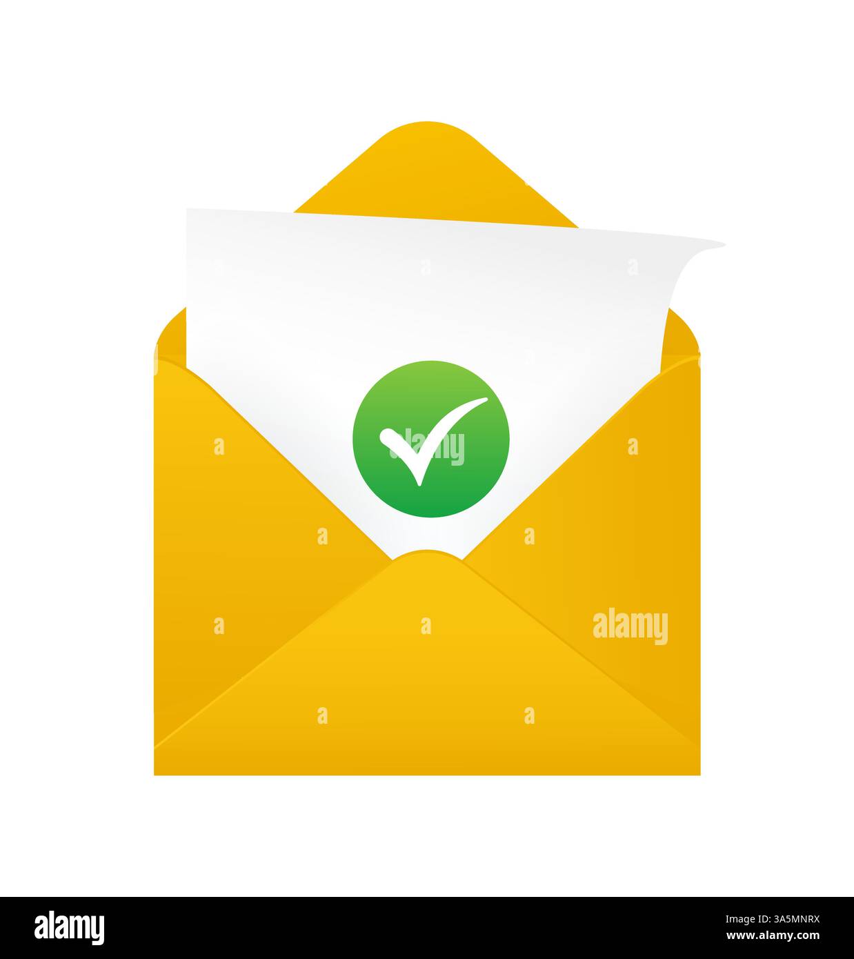 Encélope plate de marque oui pour la conception de papier. Illustration vectorielle plate. Illustration vectorielle d'icône d'enveloppe de courrier électronique. Symbole réussi. Illustration de Vecteur