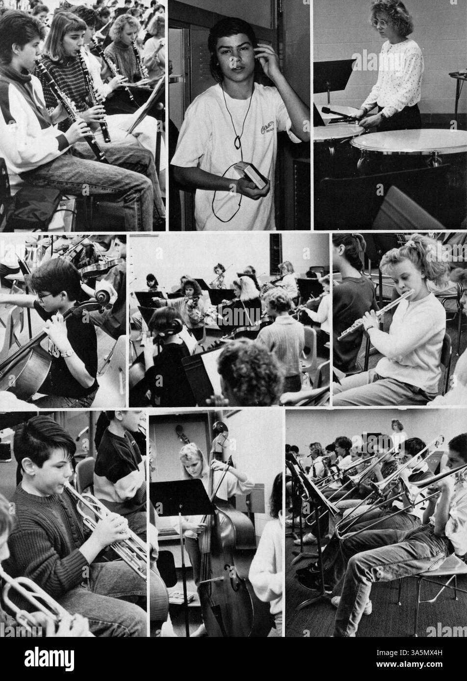 Cet annuaire du lycée junior de 1988 présente des portraits d'étudiants, des faits saillants de la faculté, des équipes sportives et des activités du club de l'année scolaire 1977-1978 au Brooklyn Junior High. Banque D'Images