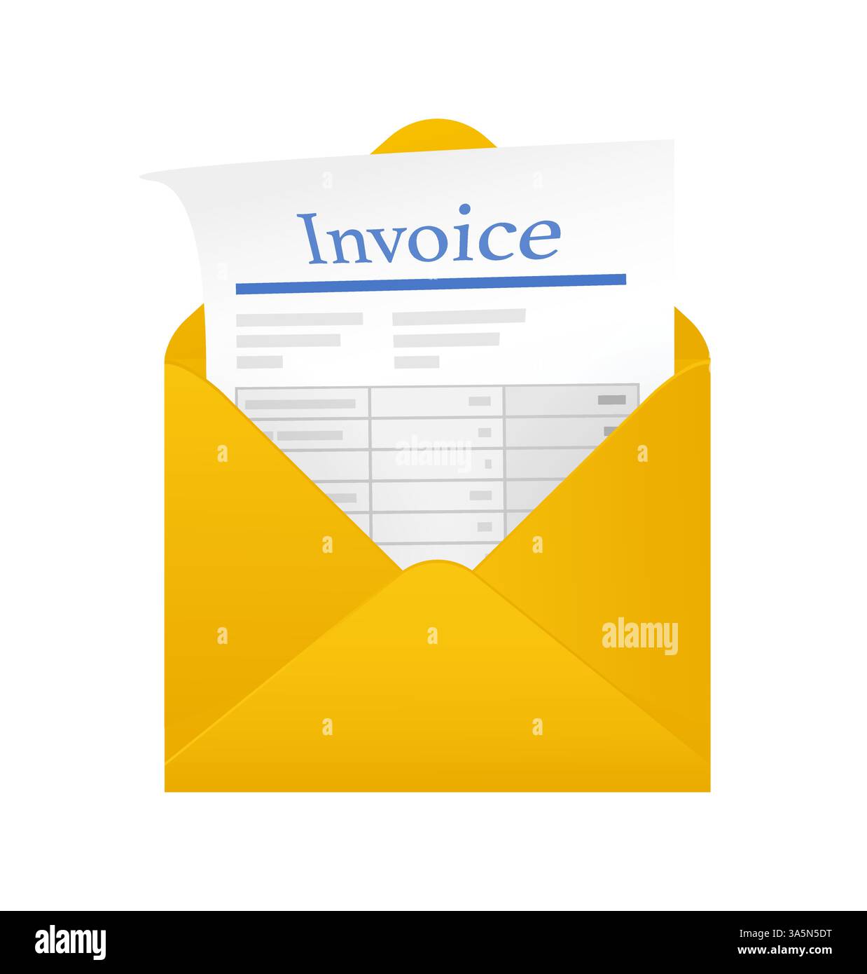 Icône plate avec facture jaune avec enveloppe pour la conception de rapport financier. Illustration plate isolée. Illustration de Vecteur