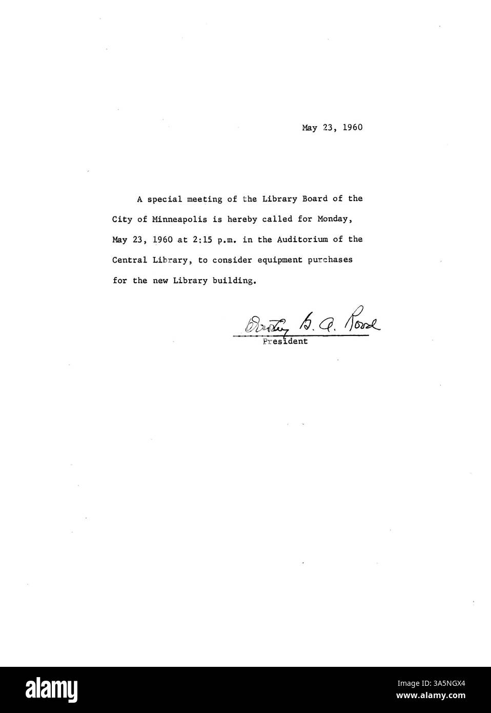 Le procès-verbal de la réunion de 1960 du conseil d'administration de la Bibliothèque publique de Minneapolis, axé sur la planification financière, les services et la gouvernance de la bibliothèque. Banque D'Images Le procès-verbal de la réunion de 1960 du conseil d'administration de la Bibliothèque publique de Minneapolis, axé sur la planification financière, les services et la gouvernance de la bibliothèque. Banque D'Images