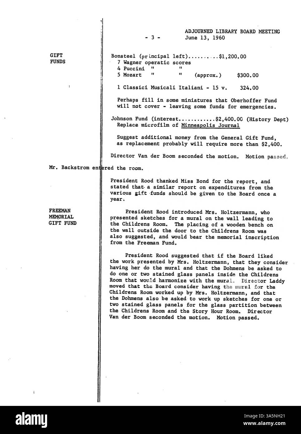 1960 procès-verbal des réunions du conseil d'administration de la Bibliothèque publique de Minneapolis, documentant les décisions clés sur la gouvernance, la planification financière et les services des bibliothèques. Banque D'Images 1960 procès-verbal des réunions du conseil d'administration de la Bibliothèque publique de Minneapolis, documentant les décisions clés sur la gouvernance, la planification financière et les services des bibliothèques. Banque D'Images