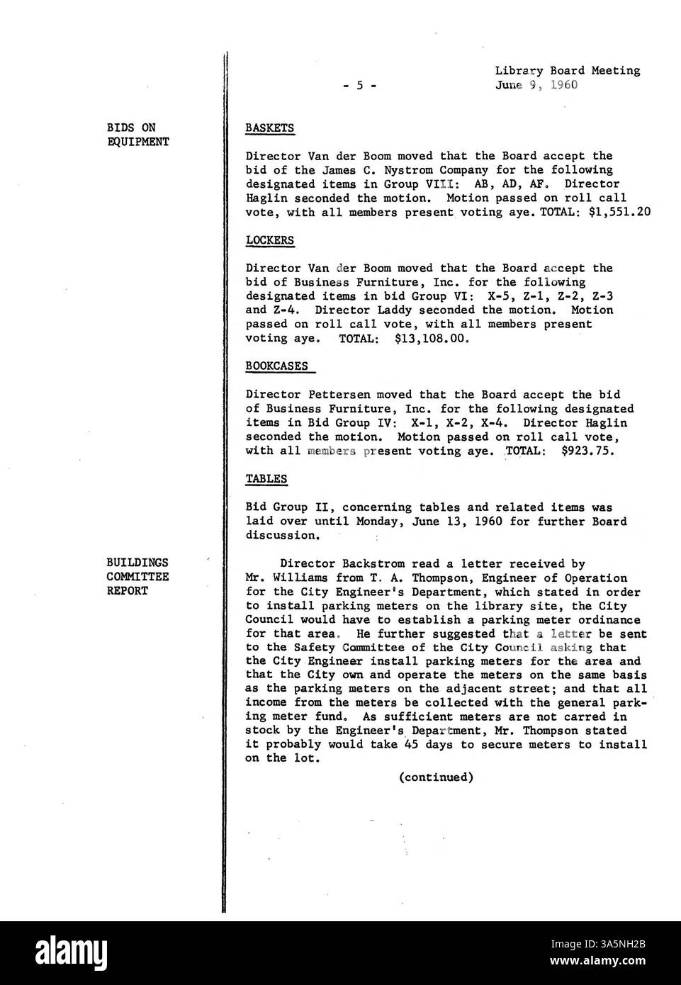 1960 procès-verbal de réunion du conseil d'administration de la Bibliothèque publique de Minneapolis, axé sur la surveillance financière, les opérations de la bibliothèque et les services communautaires. Banque D'Images 1960 procès-verbal de réunion du conseil d'administration de la Bibliothèque publique de Minneapolis, axé sur la surveillance financière, les opérations de la bibliothèque et les services communautaires. Banque D'Images