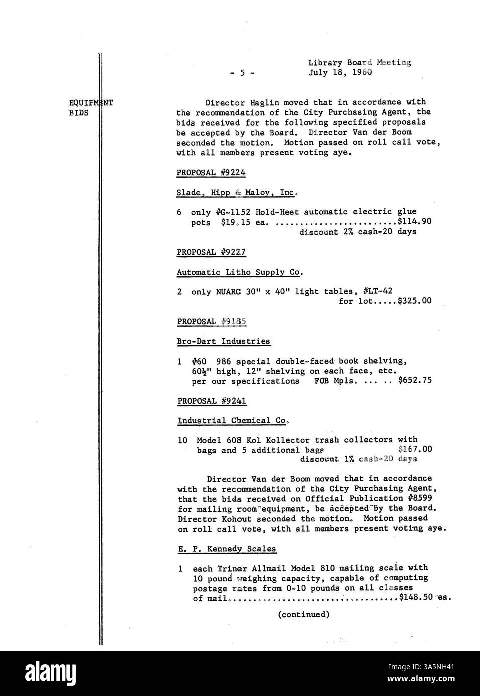 Le procès-verbal de 1960 du conseil d'administration de la Bibliothèque publique de Minneapolis, qui examine les décisions sur les opérations de la bibliothèque, les politiques financières et les services publics. Banque D'Images Le procès-verbal de 1960 du conseil d'administration de la Bibliothèque publique de Minneapolis, qui examine les décisions sur les opérations de la bibliothèque, les politiques financières et les services publics. Banque D'Images
