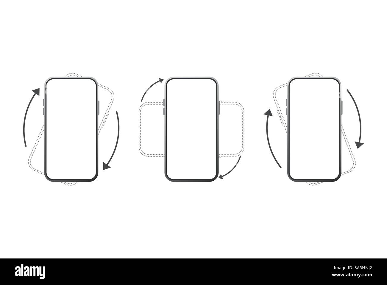 Faites pivoter l'icône isolée du smartphone. Symbole de rotation du périphérique. Tournez votre appareil. Illustration de Vecteur