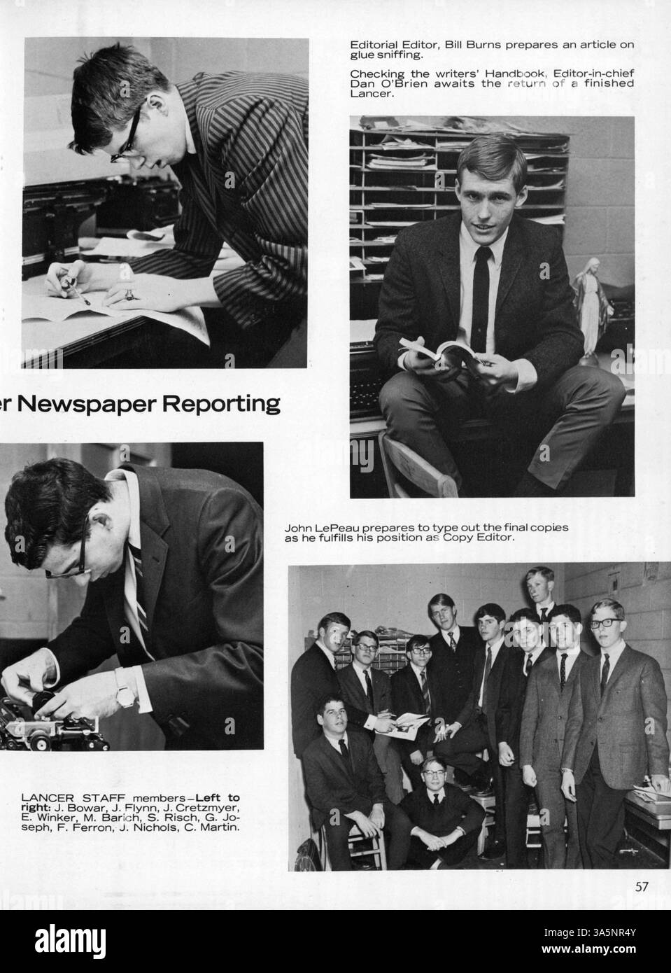 Le Benilde High School Yearbook 1967 présente la vie étudiante, présentant les professeurs, les activités académiques, les événements sportifs et les clubs scolaires de 1956 à 1967, offrant un aperçu historique de l'année scolaire. Banque D'Images