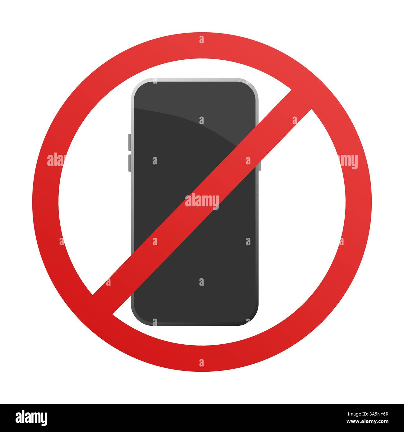 Icône plate avec smartphone noir sans son sur fond blanc pour la conception du concept. Écran du smartphone. Concept de périphérique mobile vectoriel. Illustration de Vecteur