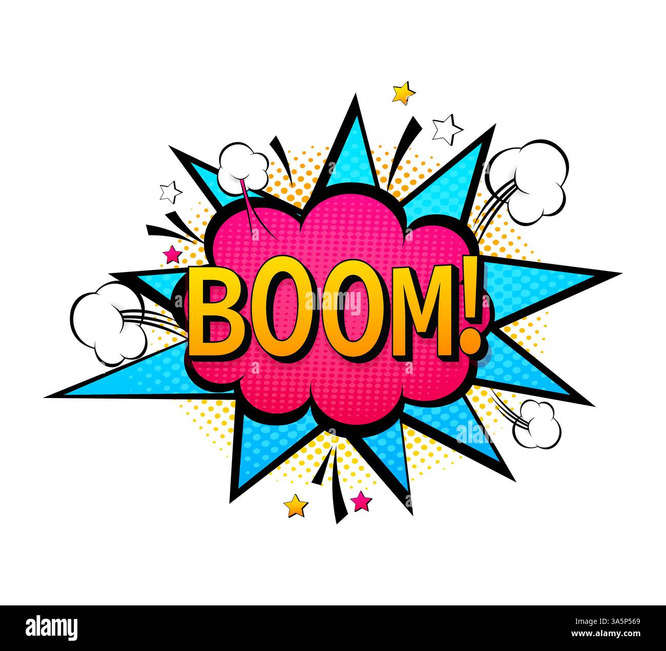 Illustration boom POP dans un style rétro sur fond de couleur. Dessin vectoriel. Dessin de dessin animé Illustration de Vecteur