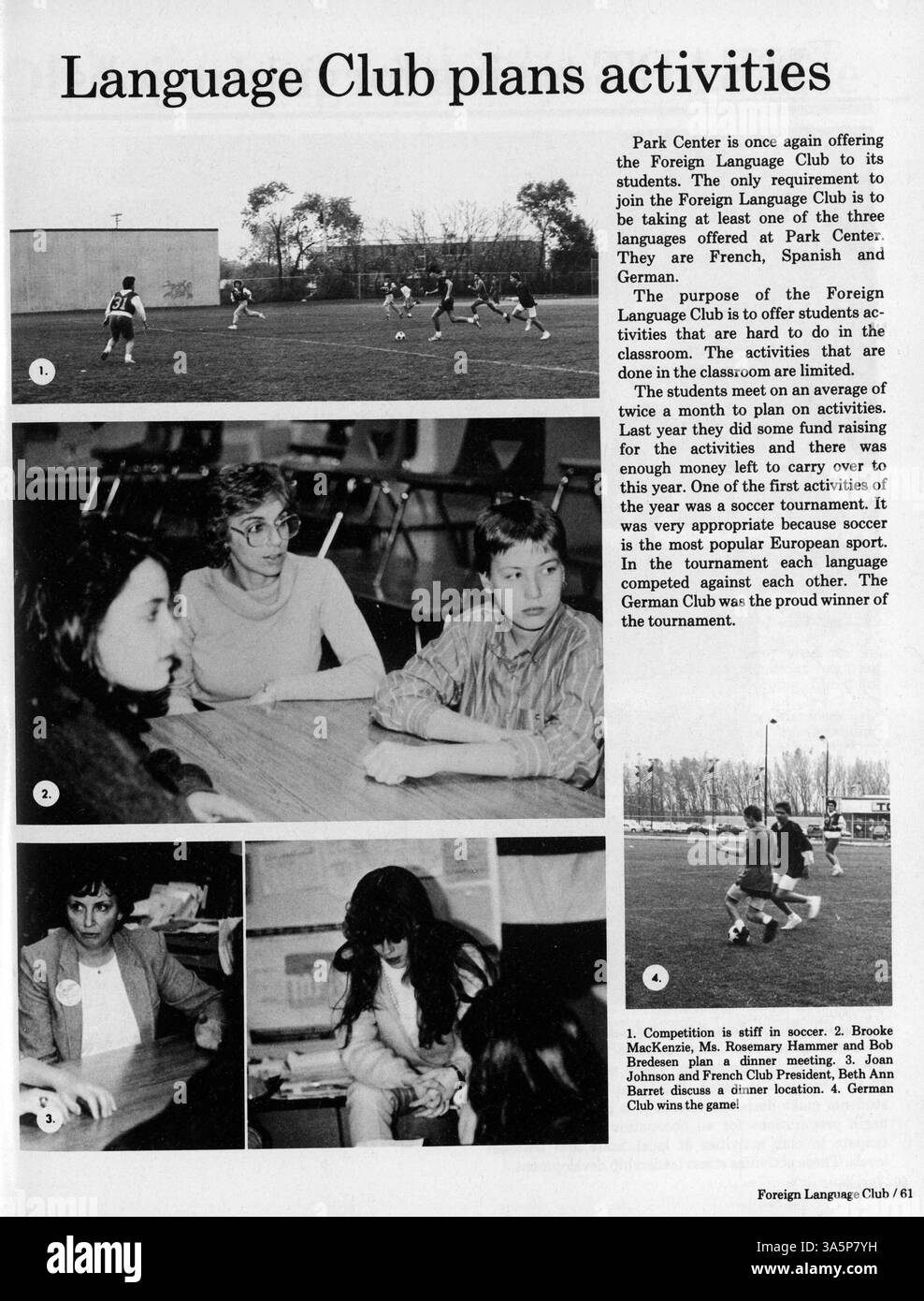 L'annuaire 1987 de Park Center High School documente les faits saillants académiques et sociaux de l'année scolaire, y compris les performances athlétiques, les réalisations des élèves et les événements notables. Banque D'Images