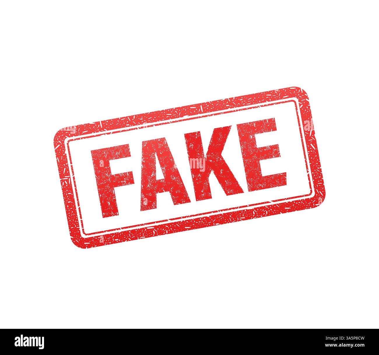 Icône rouge sur fond blanc. Timbre rouge avec faux signe. Illustration de Vecteur