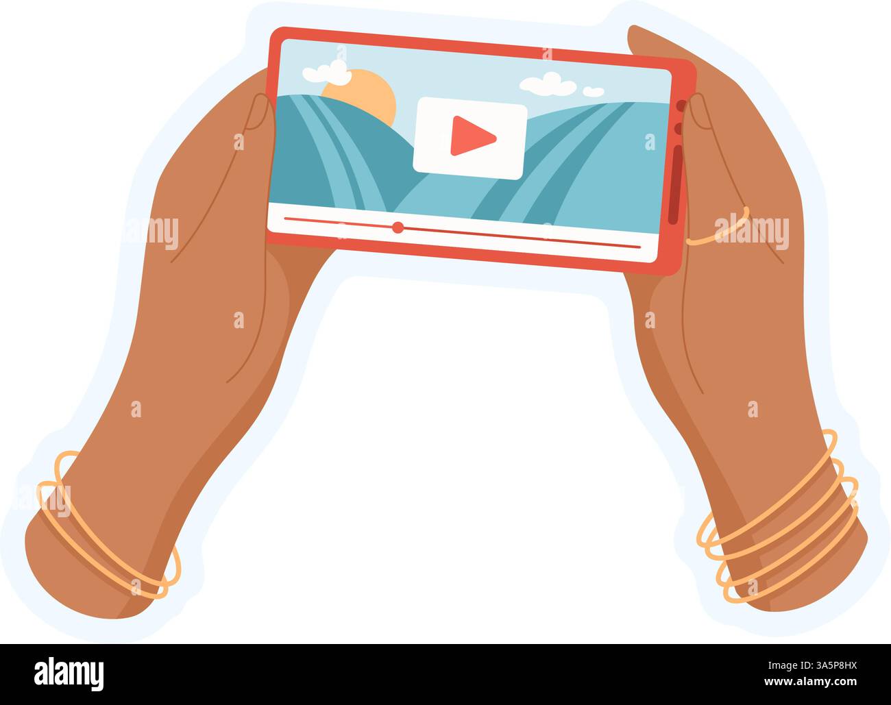 Autocollant de la main tenant le téléphone Illustration de Vecteur