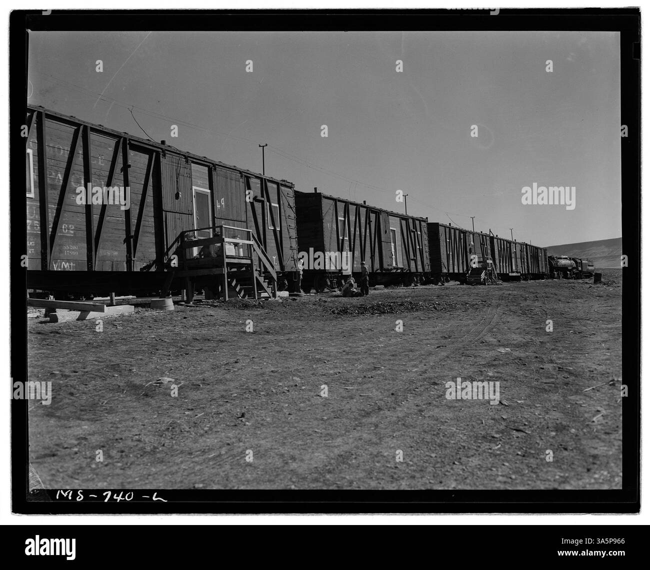 Maisons de voiture box pour les mineurs dans le projet de logement de la société près de la mine Reliance de l'Union Pacific Coal Company à Reliance, dans le comté de Sweetwater, Wyoming. Banque D'Images