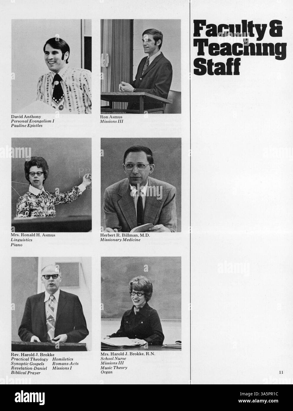 L'annuaire 1973 du Bethany Fellowship Missionary Training Center présente la vie académique, sociale et spirituelle des étudiants et des enseignants pendant l'année scolaire 1972-1973/09. Banque D'Images