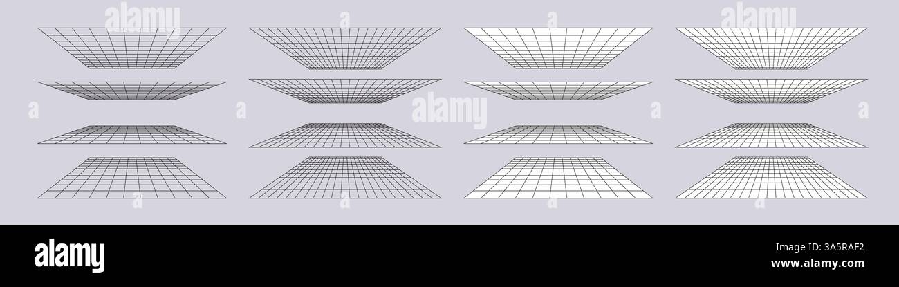 Grille filaire en projection en perspective. Illustration de Vecteur