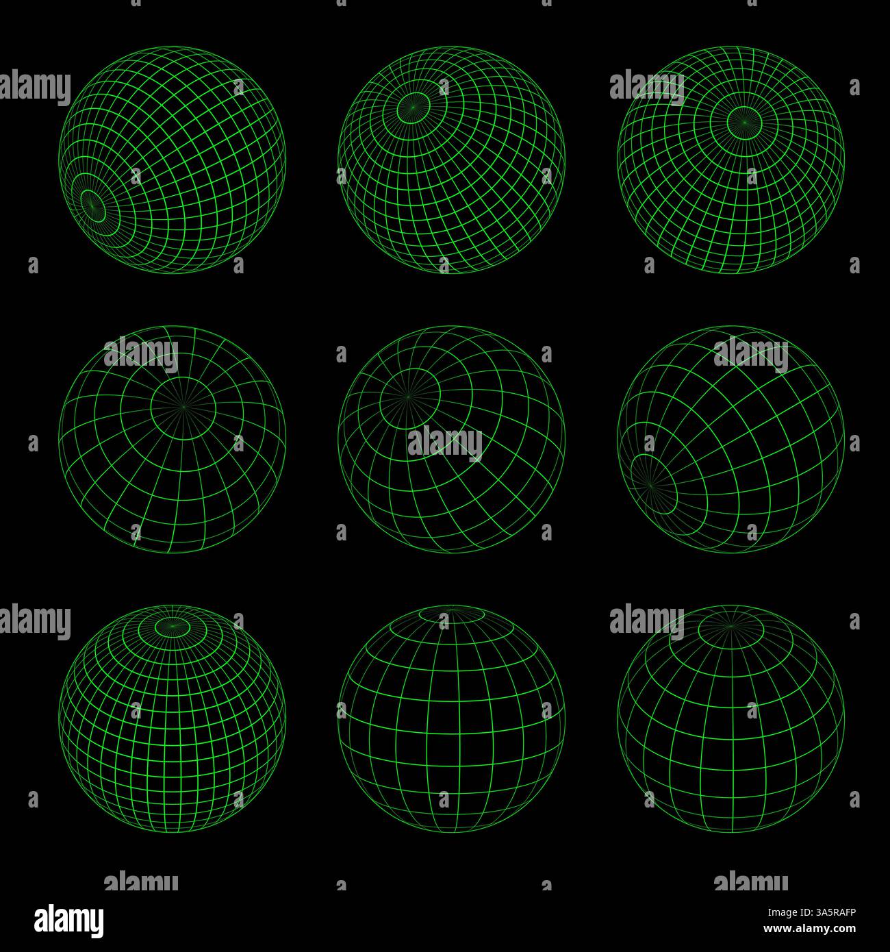 Formes 3D filaires isolées sur noir Illustration de Vecteur