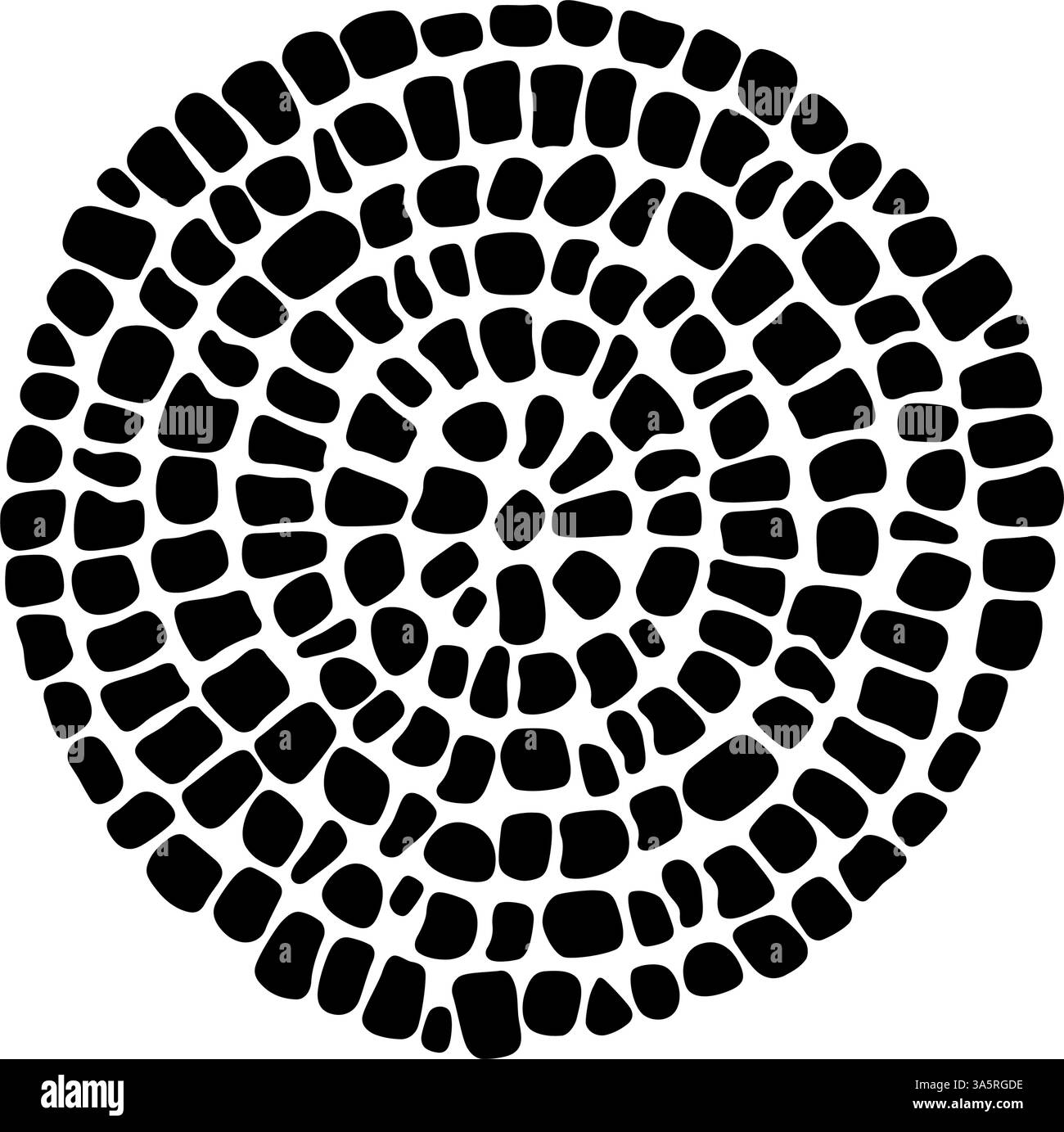 Motif mosaïque circulaire en pierre antique. Ornement décoratif en pierre antique grecque. Carreau circulaire de pavage. Texture mosaïque de briques abstraite Illustration de Vecteur