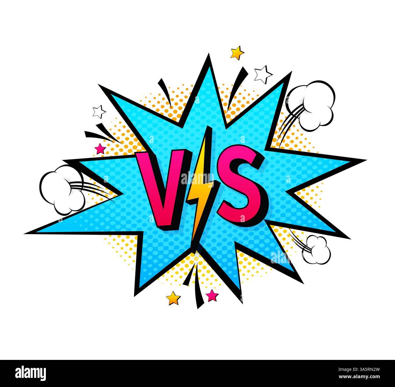 Bleu vs pop dans le style rétro sur fond vert. Contre bataille. Modèle de cadre. Style pop art. Illustration vectorielle Illustration de Vecteur