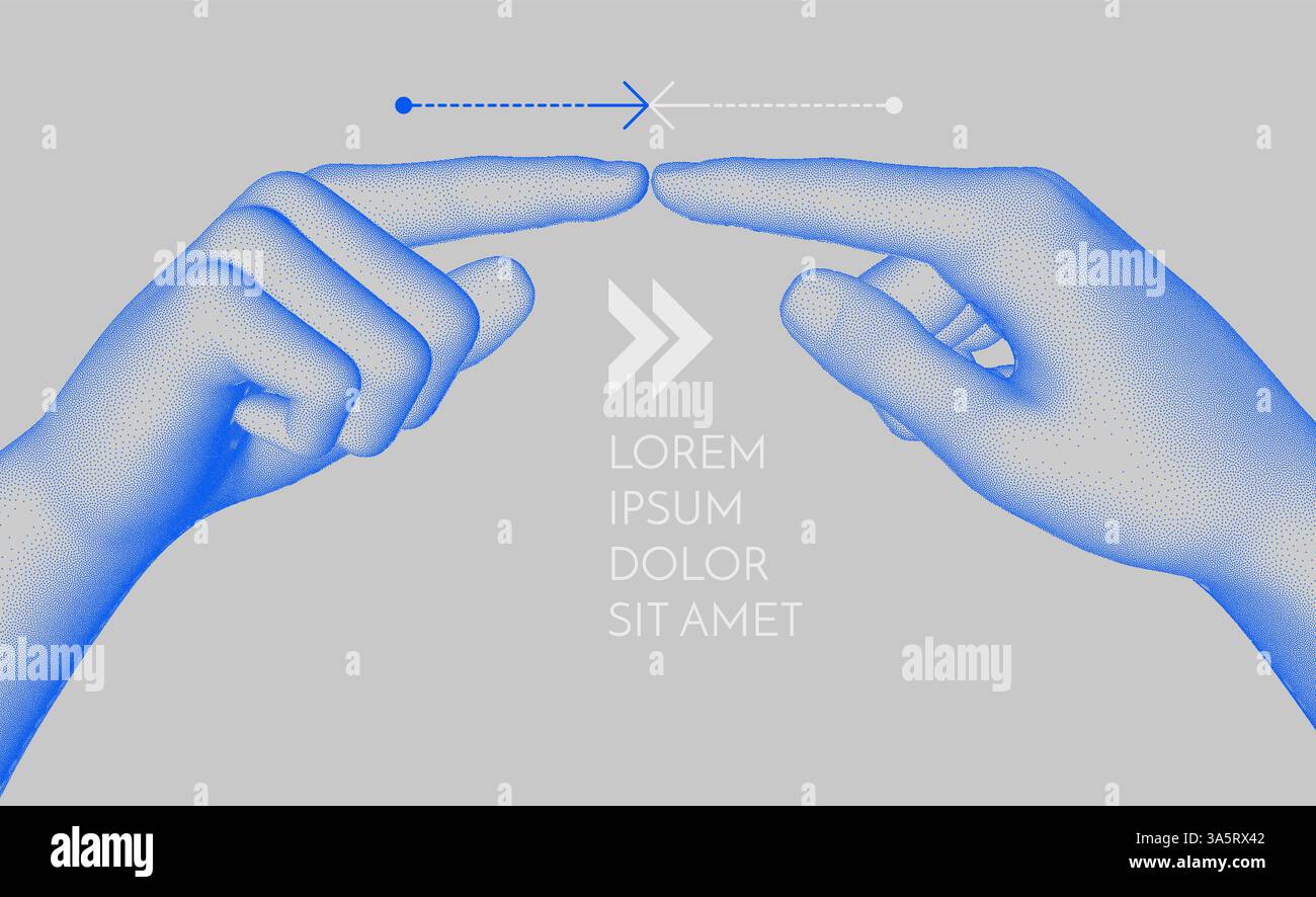 Deux mains pointant dans des directions opposées. Concept de relations humaines, de désaccord, d'opposition ou de conflit d'intérêts. illustration vectorielle 3d fo Illustration de Vecteur