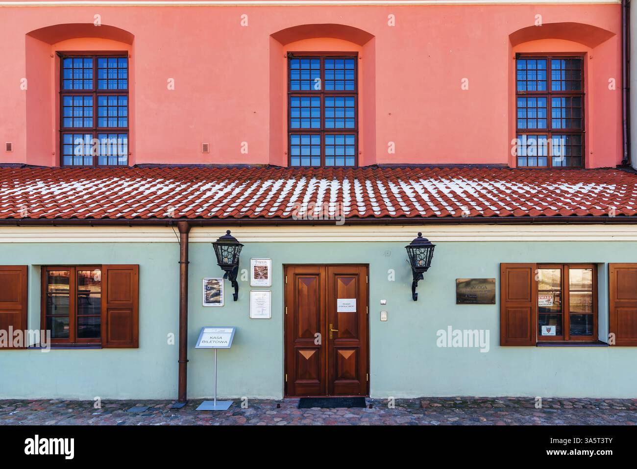 Bâtiment baroque de la Grande Synagogue de 1642 - Tykocin, Pologne. Banque D'Images