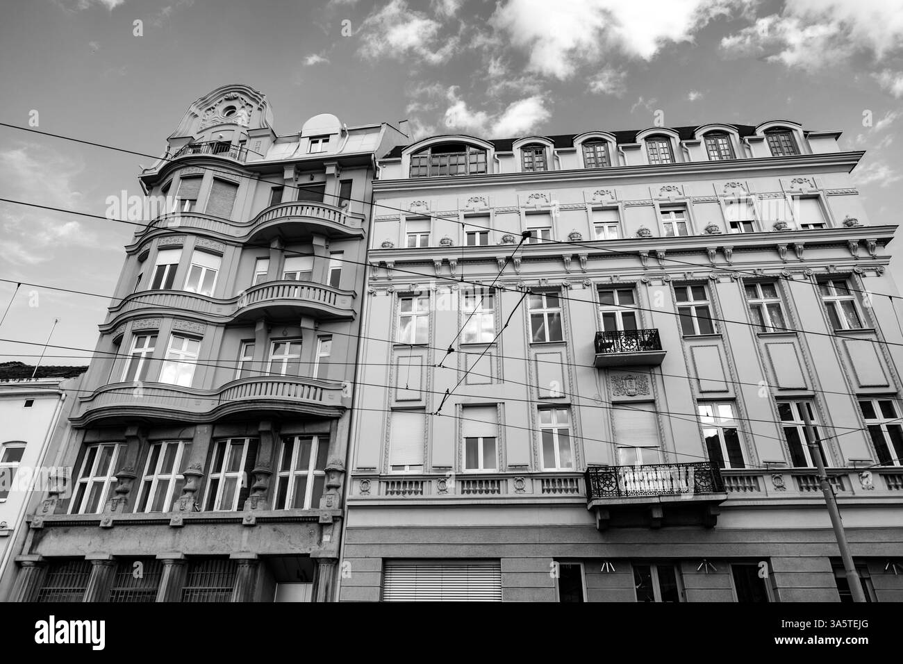 Belgrade, Serbie - 8 février 2024 : architecture générique et vue sur la rue depuis Belgrade, la capitale de la Serbie. Banque D'Images