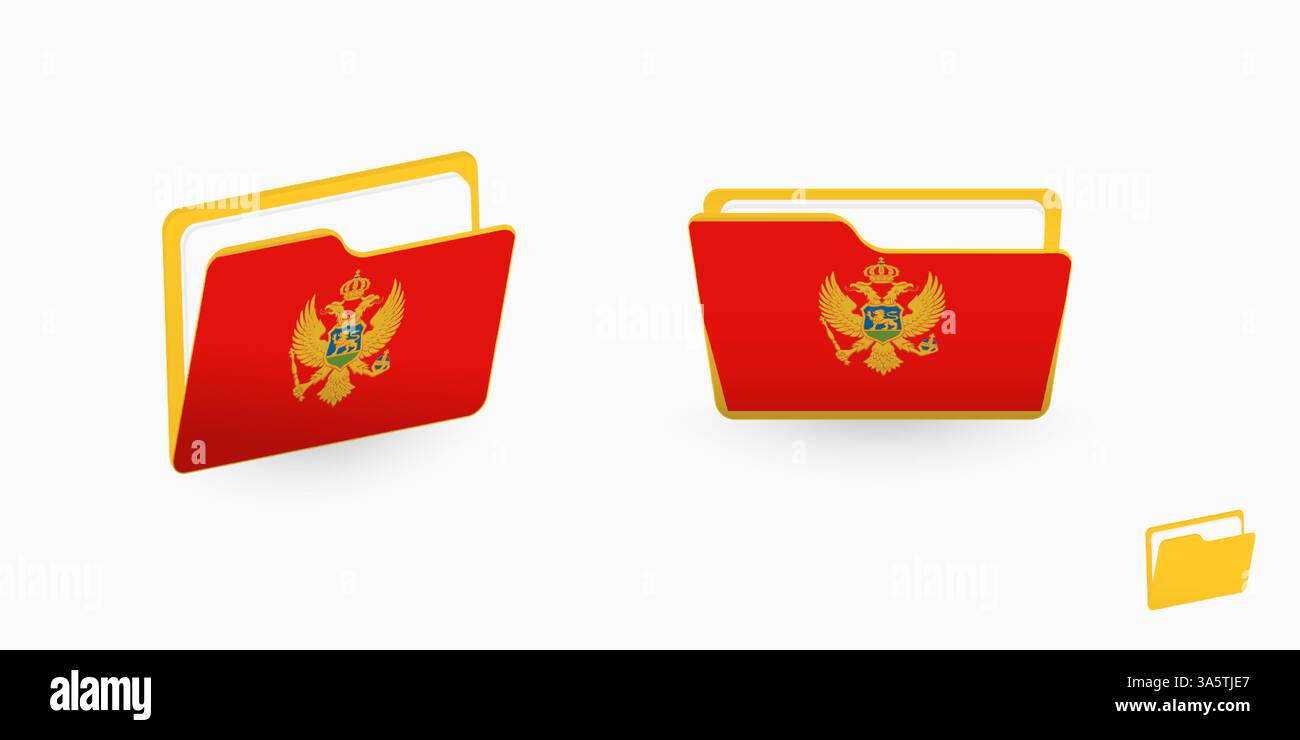Drapeau Monténégro sur deux types d'icône de dossier. Illustration vectorielle. Illustration de Vecteur