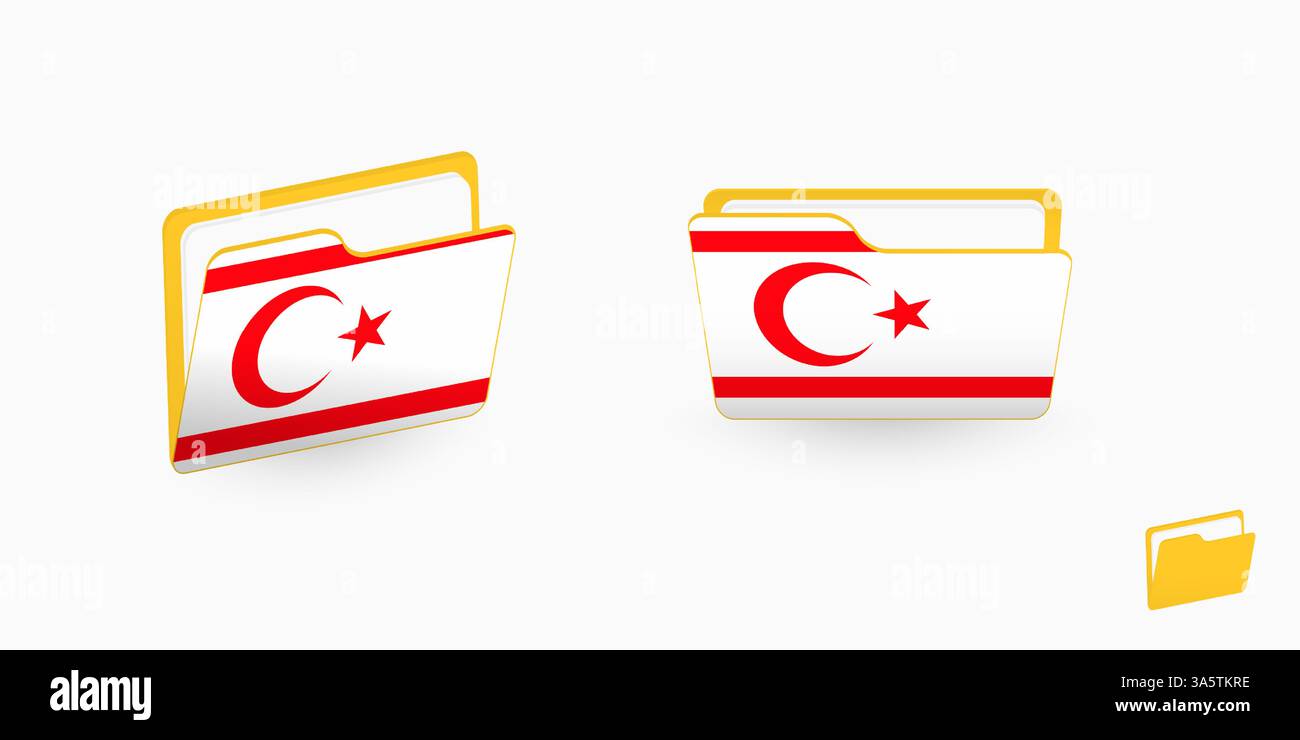 Drapeau de Chypre du Nord sur deux types d'icône de dossier. Illustration vectorielle. Illustration de Vecteur
