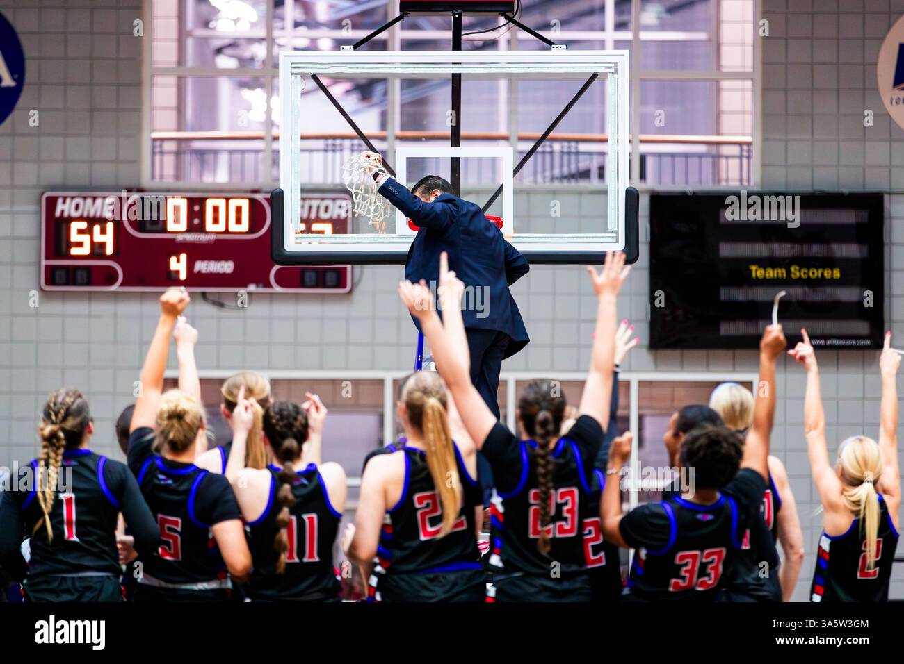 Lubbock Christian University basket-ball féminin en action contre Texas Woman's University dans le championnat régional du Centre Sud de la NCAA Division II. Banque D'Images