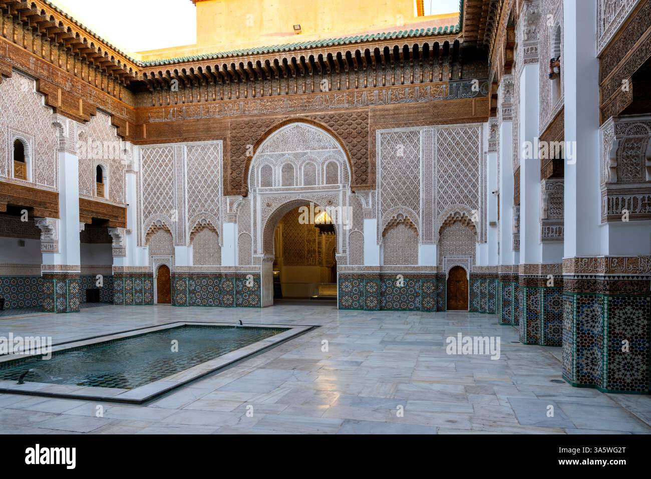 Afrika, Marokko, Marrakesch, Medersa Ben Youssef, Innenhof Banque D'Images