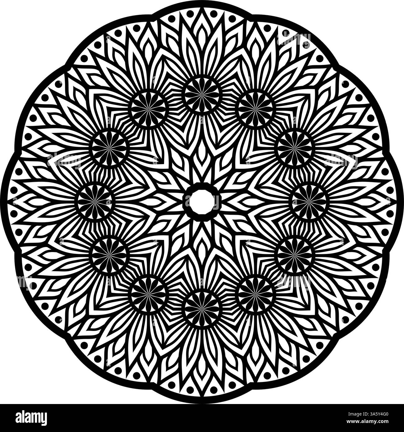 Magnifique motif floral mandala art isolé sur fond blanc, élément de décoration pour poster de méditation, yoga, bannière, henné, invitation, couvercle Illustration de Vecteur