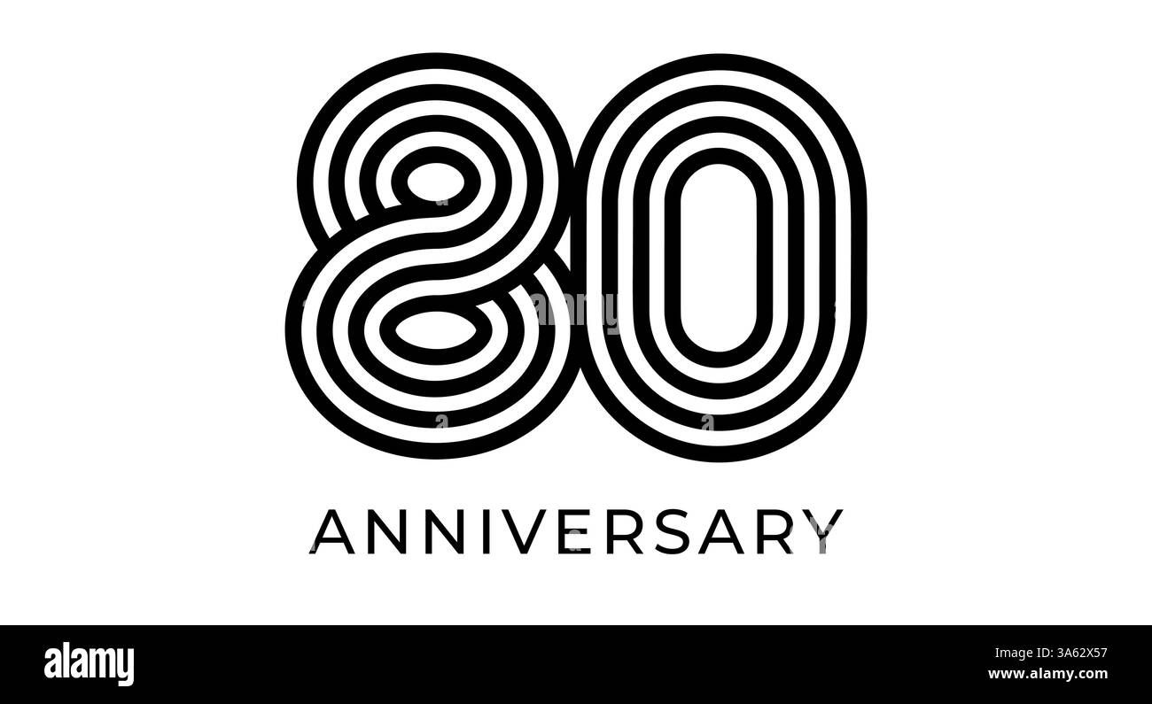 Logo minimaliste du 80e anniversaire, lignes géométriques numéro 80 pour carte de voeux d'entreprise, conception Web et événementielle, image de marque d'entreprise, matériel de marketing Illustration de Vecteur Logo minimaliste du 80e anniversaire, lignes géométriques numéro 80 pour carte de voeux d'entreprise, conception Web et événementielle, image de marque d'entreprise, matériel de marketing Illustration de Vecteur
