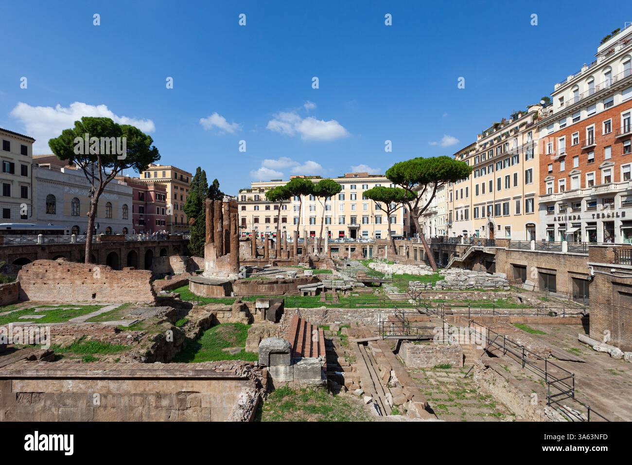 La zone sacrée de Largo di Torre (place de la Tour d'argent), un site archéologique dans le centre de Rome, également un refuge pour une colonie de chats. Banque D'Images