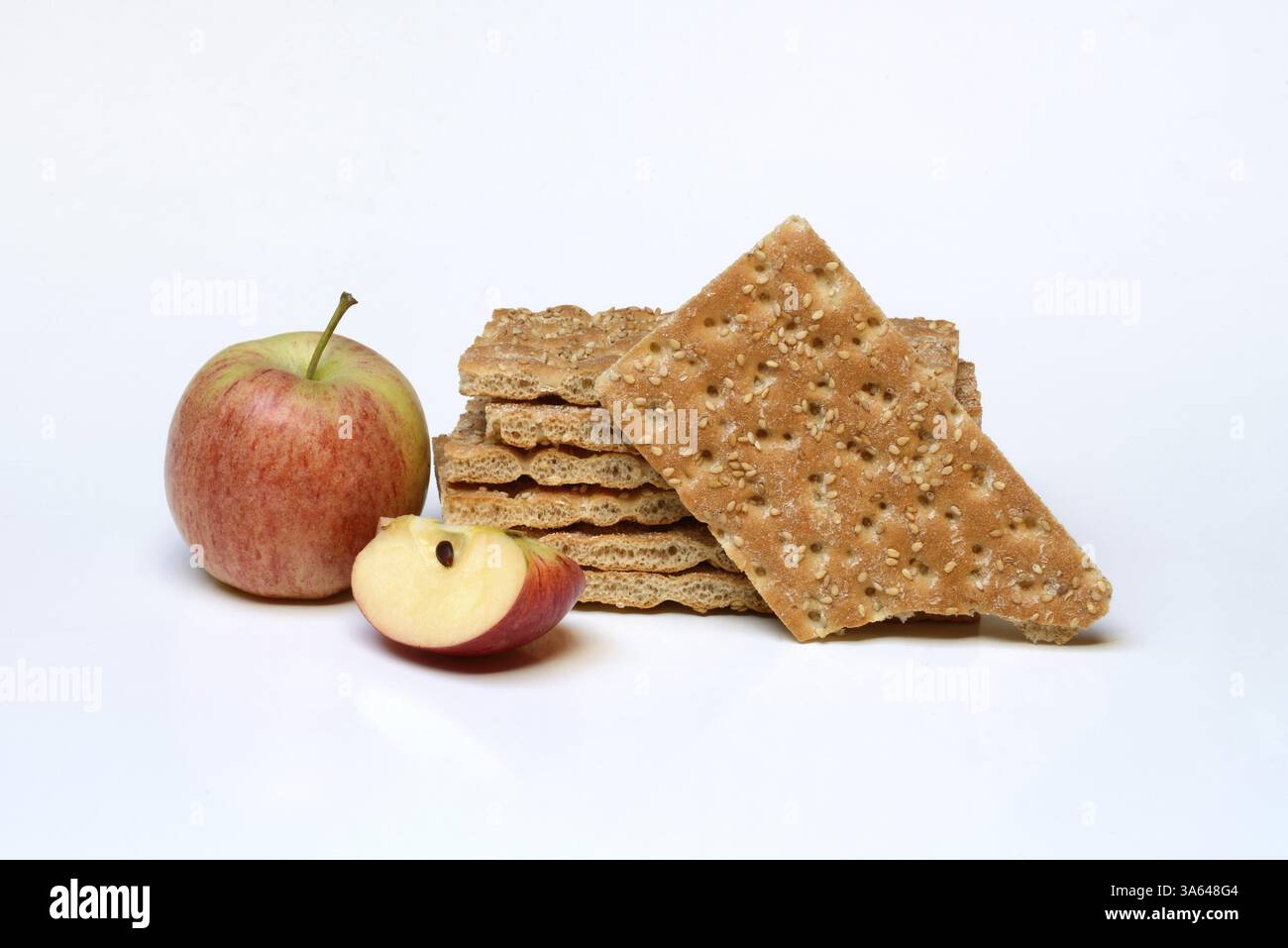 Pain croustillant et pomme Banque D'Images