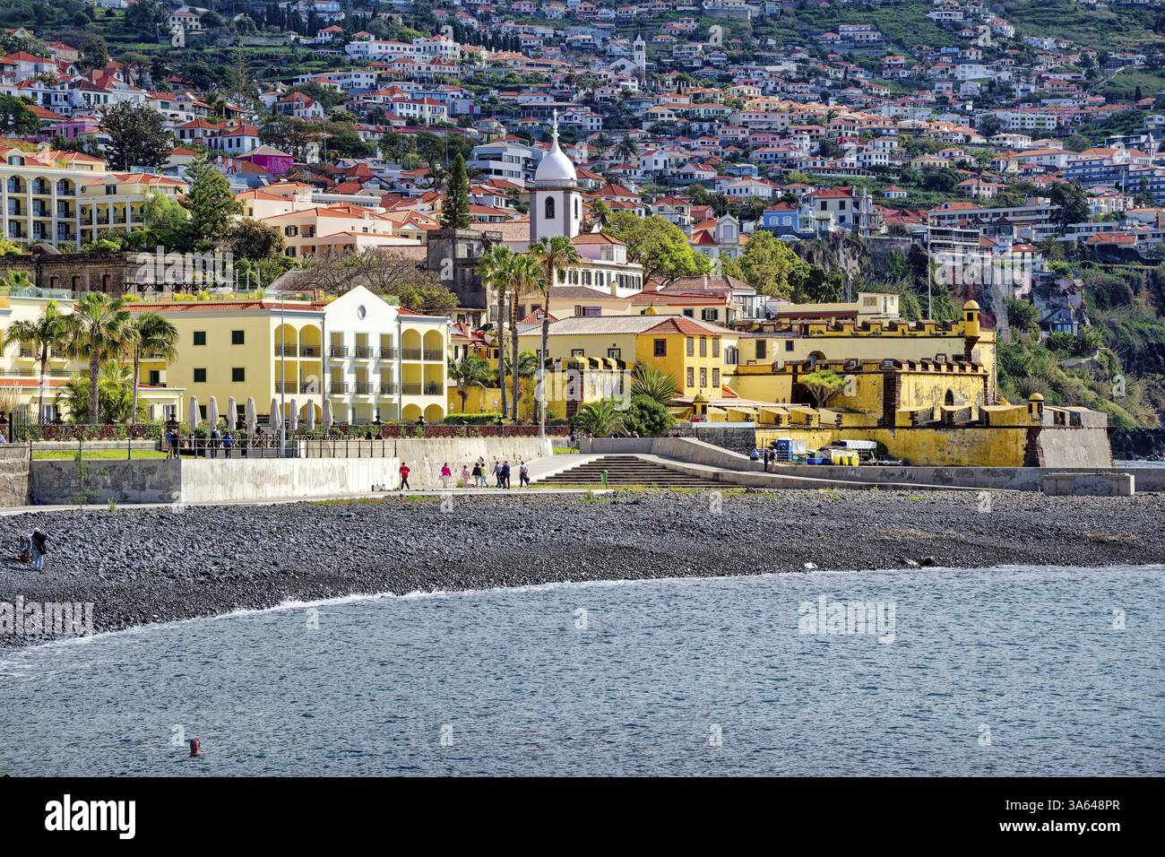 Forte de Sao Tiago forteresse à Funchal sur la plage de l'océan Atlantique, Funchal, Madère, Portugal, Europe Banque D'Images