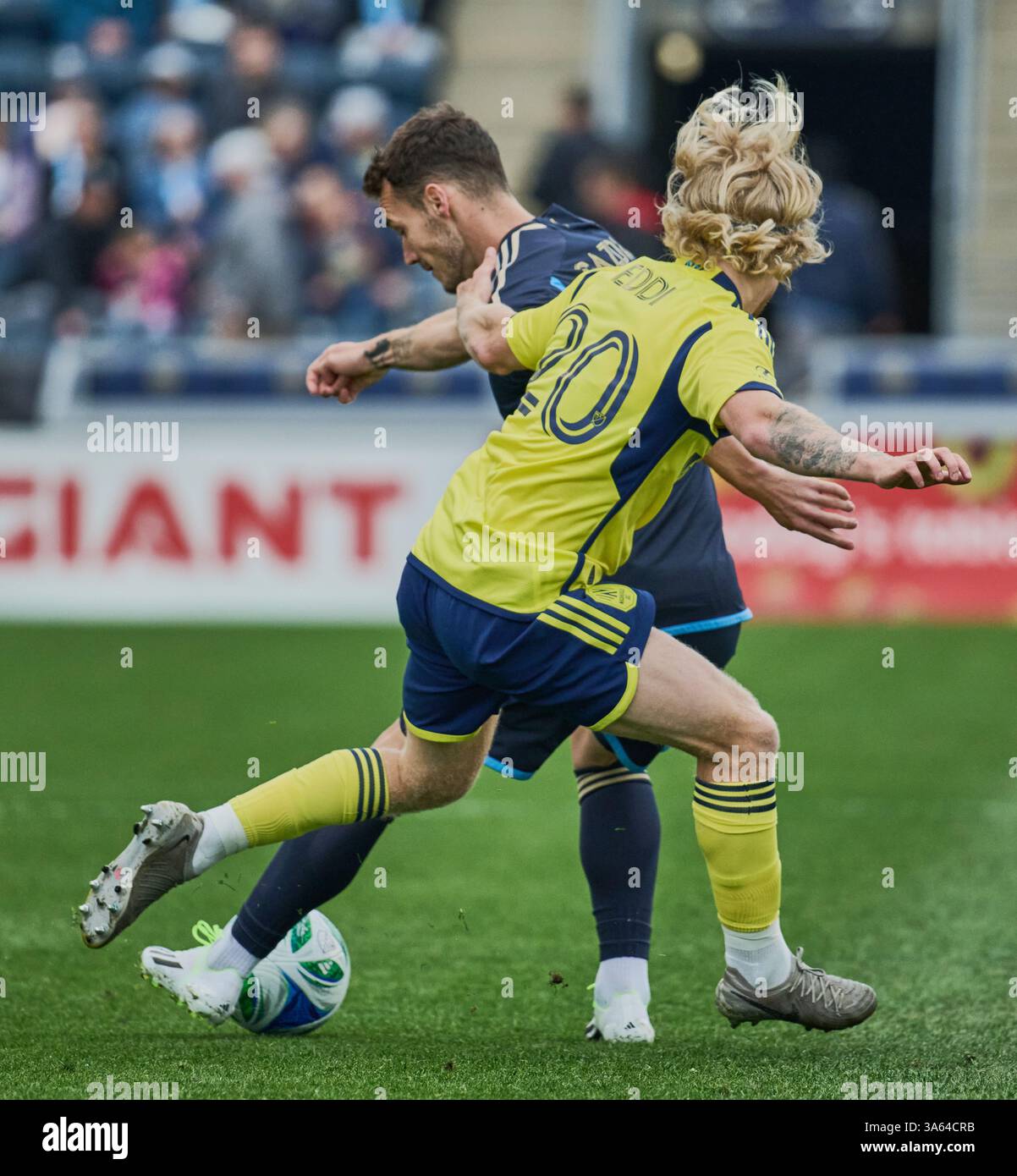 CHESTER, PA, États-Unis - 16 MARS 2025 : MLS match entre Philadelphia Union et Nashville SC au Subaru Park. ***USAGE ÉDITORIAL SEULEMENT*** Banque D'Images