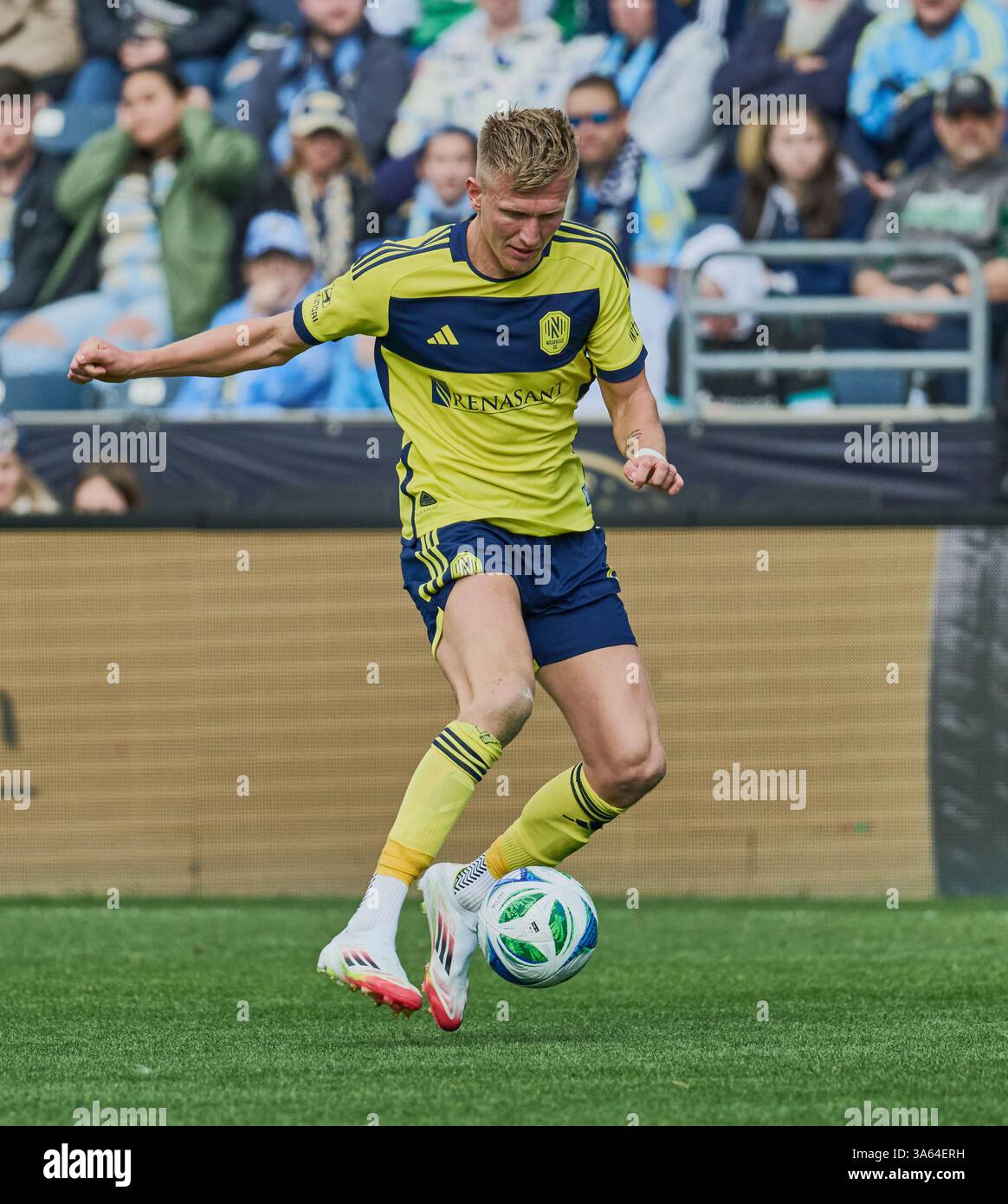 CHESTER, PA, États-Unis - 16 MARS 2025 : MLS match entre Philadelphia Union et Nashville SC au Subaru Park. ***USAGE ÉDITORIAL SEULEMENT*** Banque D'Images