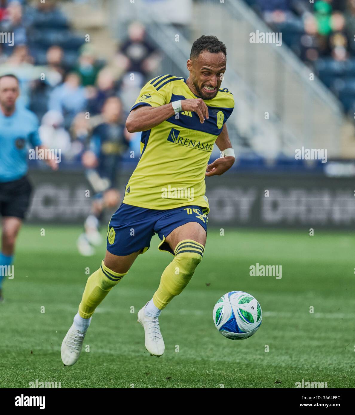 CHESTER, PA, États-Unis - 16 MARS 2025 : MLS match entre Philadelphia Union et Nashville SC au Subaru Park. ***USAGE ÉDITORIAL SEULEMENT*** Banque D'Images