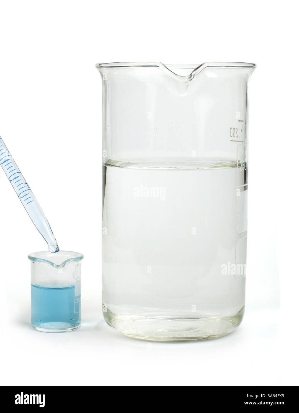 Verrerie de laboratoire de l'équipement. Béchers en laboratoire Banque D'Images