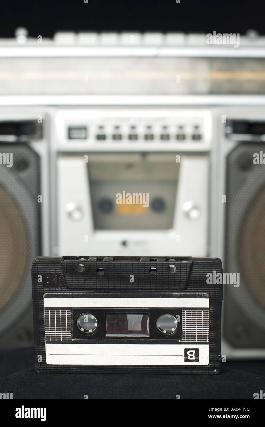 Cassette audio et lecteur de cassette Banque D'Images