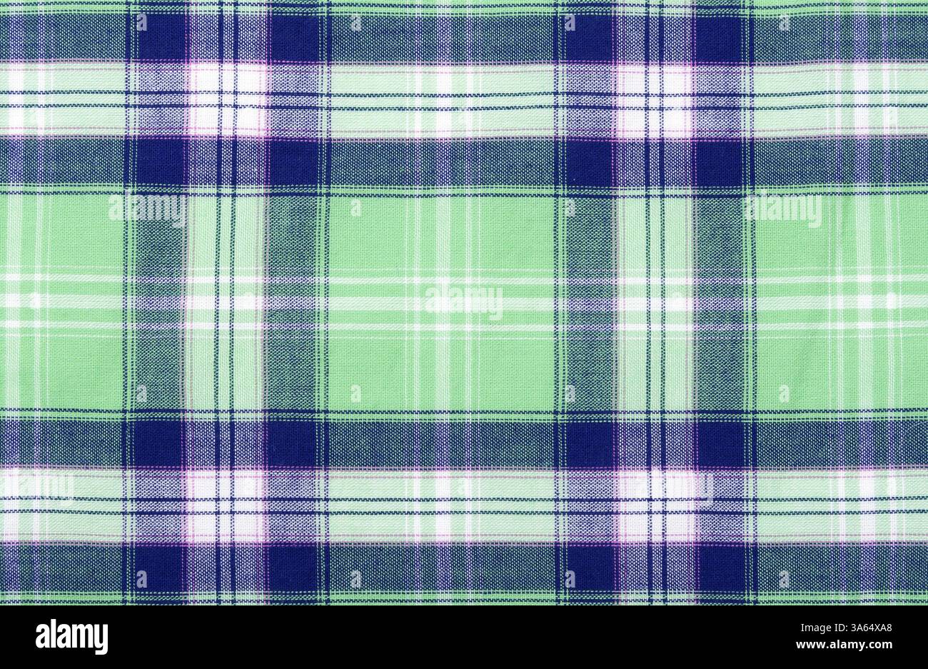Le bleu et le vert tissu checkered background Banque D'Images