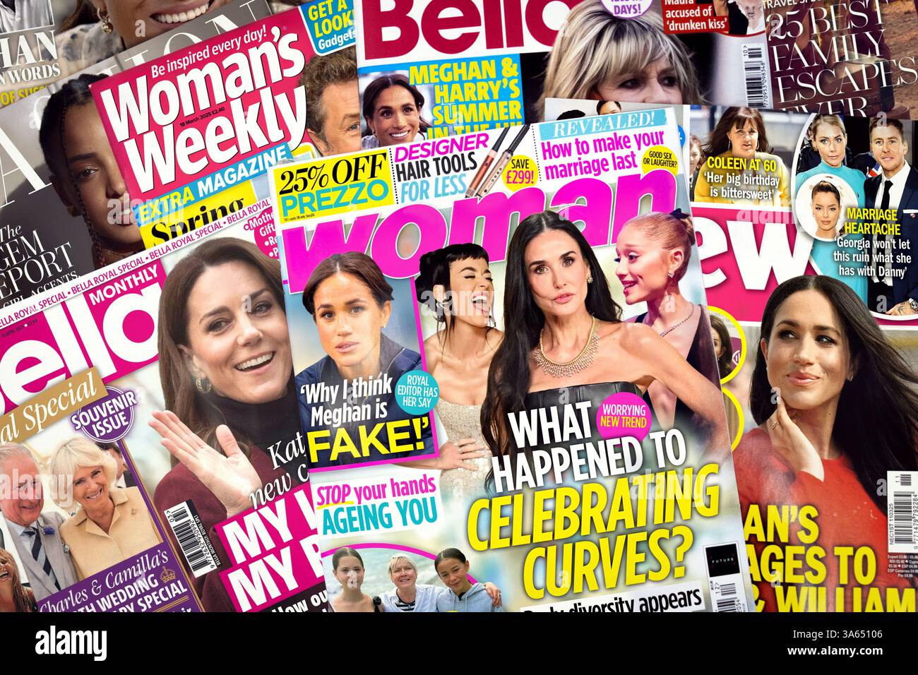 Femmes intérêt nouvelles titres - célébrité perte de poids de demi Moore, Ariana Grande et Katy Perry. Également membres de la famille royale britannique Meghan Markle. Banque D'Images