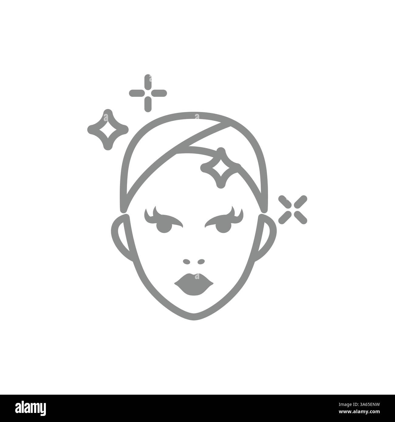 Nettoyer le visage de la femme cosmétique. Routine cosmétique, icône de vecteur de soins du visage de la peau. Illustration de Vecteur