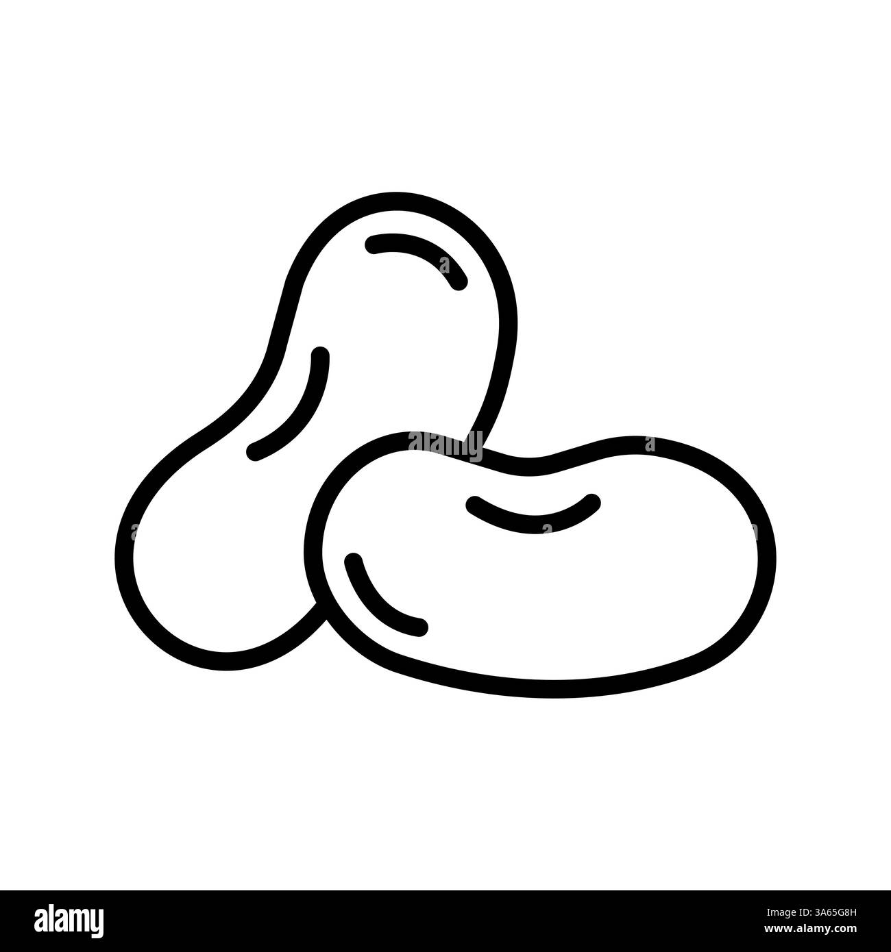 Haricots rouges, pois gousses légumes légumineuses icône de contour isolé. Nourriture végétarienne biologique vectorielle, grains pelés. Illustration de Vecteur