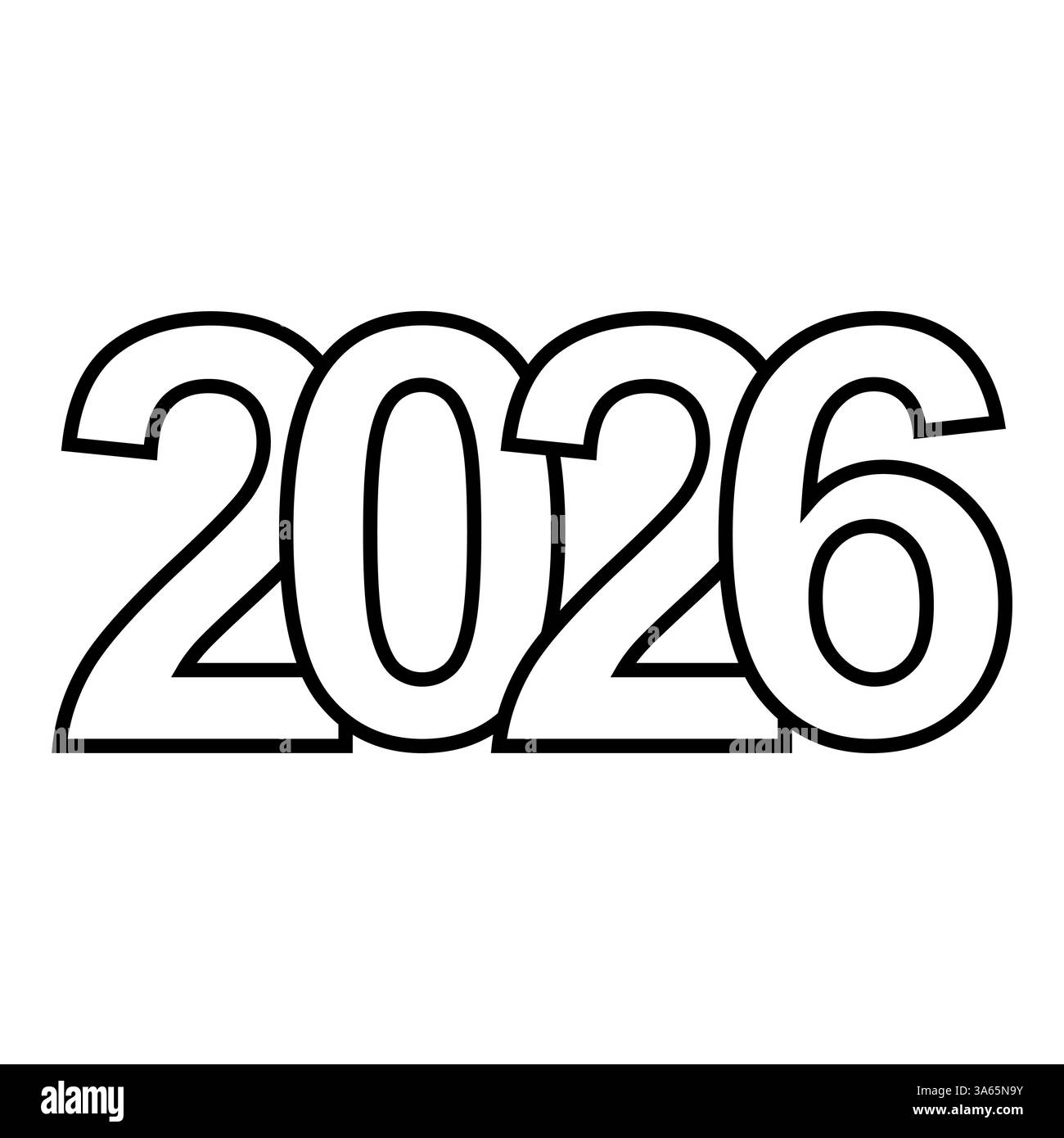 Typographie de 2026 pour calendriers, affiches et motifs de célébration Illustration de Vecteur