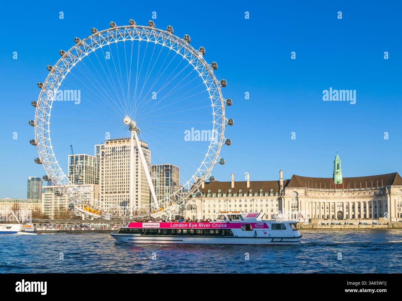 La grande roue London Eye, la roue Millennium, South Bank, la Tamise, Londres, Angleterre, Royaume-Uni Banque D'Images